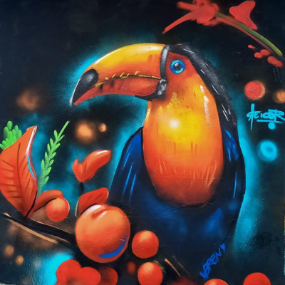 Mural de graffiti en Puebla - aves, murales, animales