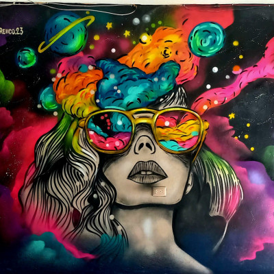 Mural de graffiti en Puebla - bares, negocios 