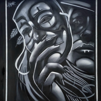 Mural de graffiti en Puebla - bares, barberias, barber