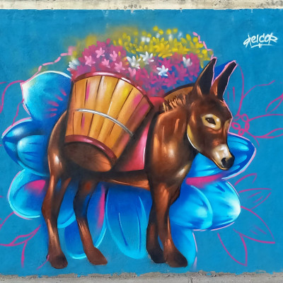 Mural de graffiti en Puebla - animales